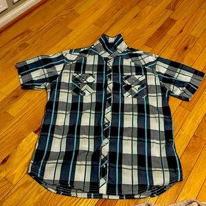 Bke athletic fit xl flannel short sleeve dark and light blues